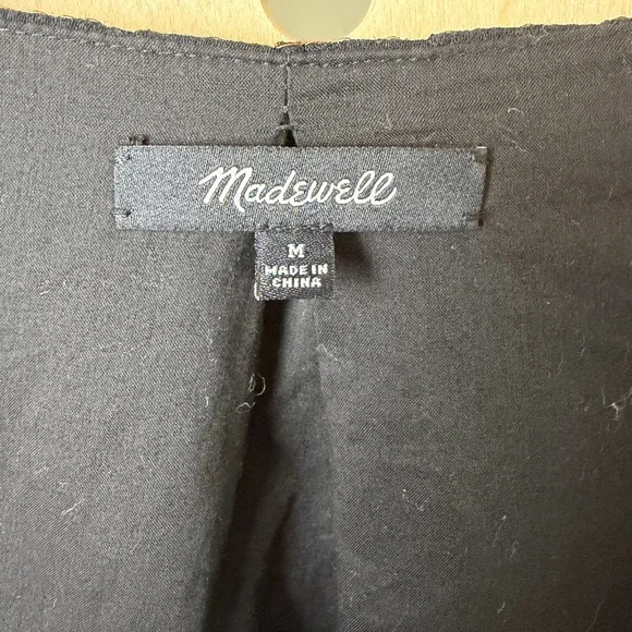 Madewell Embroidered Signal Mini Dress in Black/Red Stitching Size Medium - Picture 3 of 6